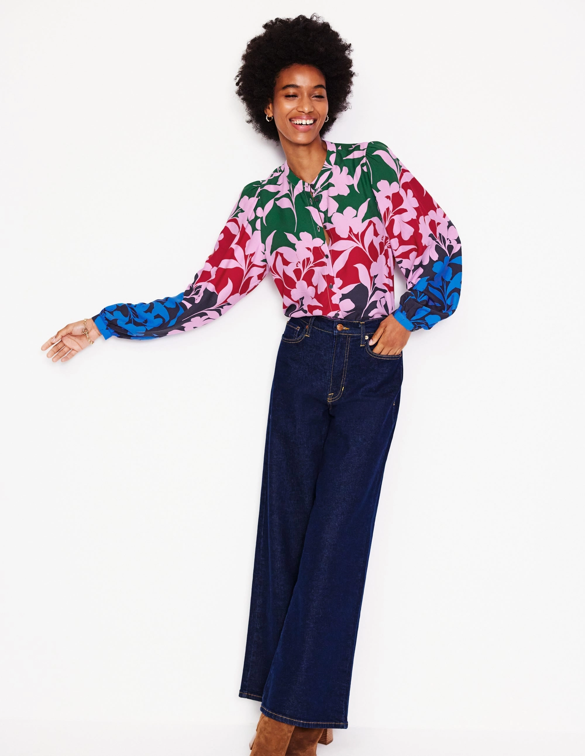 Theodora Blouse-Multi, Silhouette Bloom Odor Control Finish