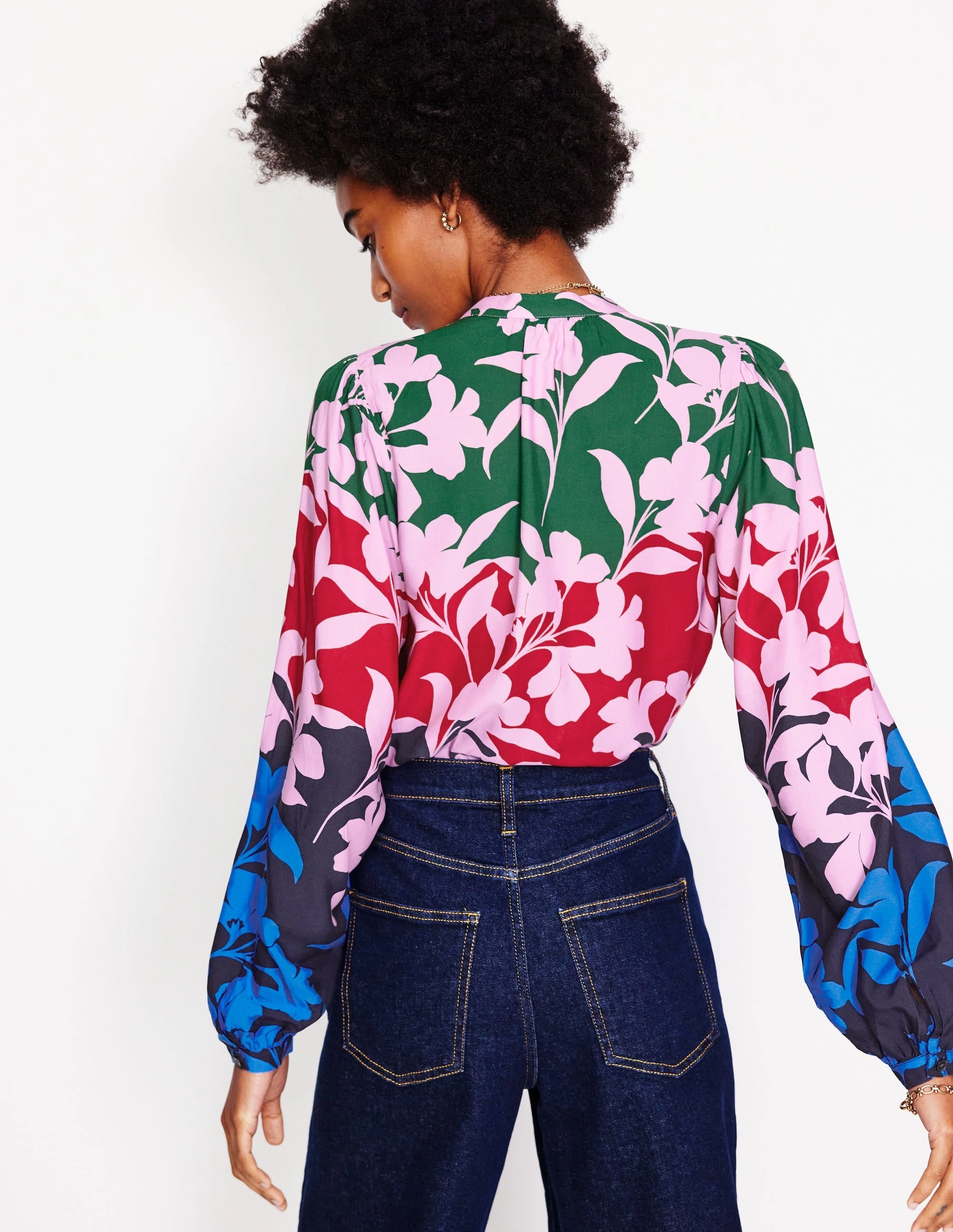 Theodora Blouse-Multi, Silhouette Bloom OdorResistant Treatment Slim Fit Shirt