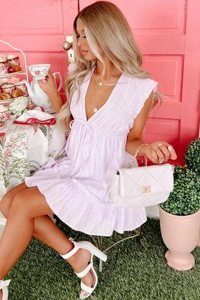 UV protection coating Twila Smocked Ruffle Mini Dress (Lilac)
