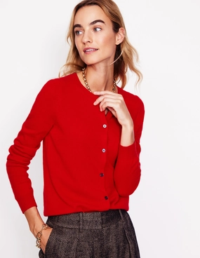 Hypoallergenic Fiber Eva Cashmere Crew Cardigan-Rouge Red