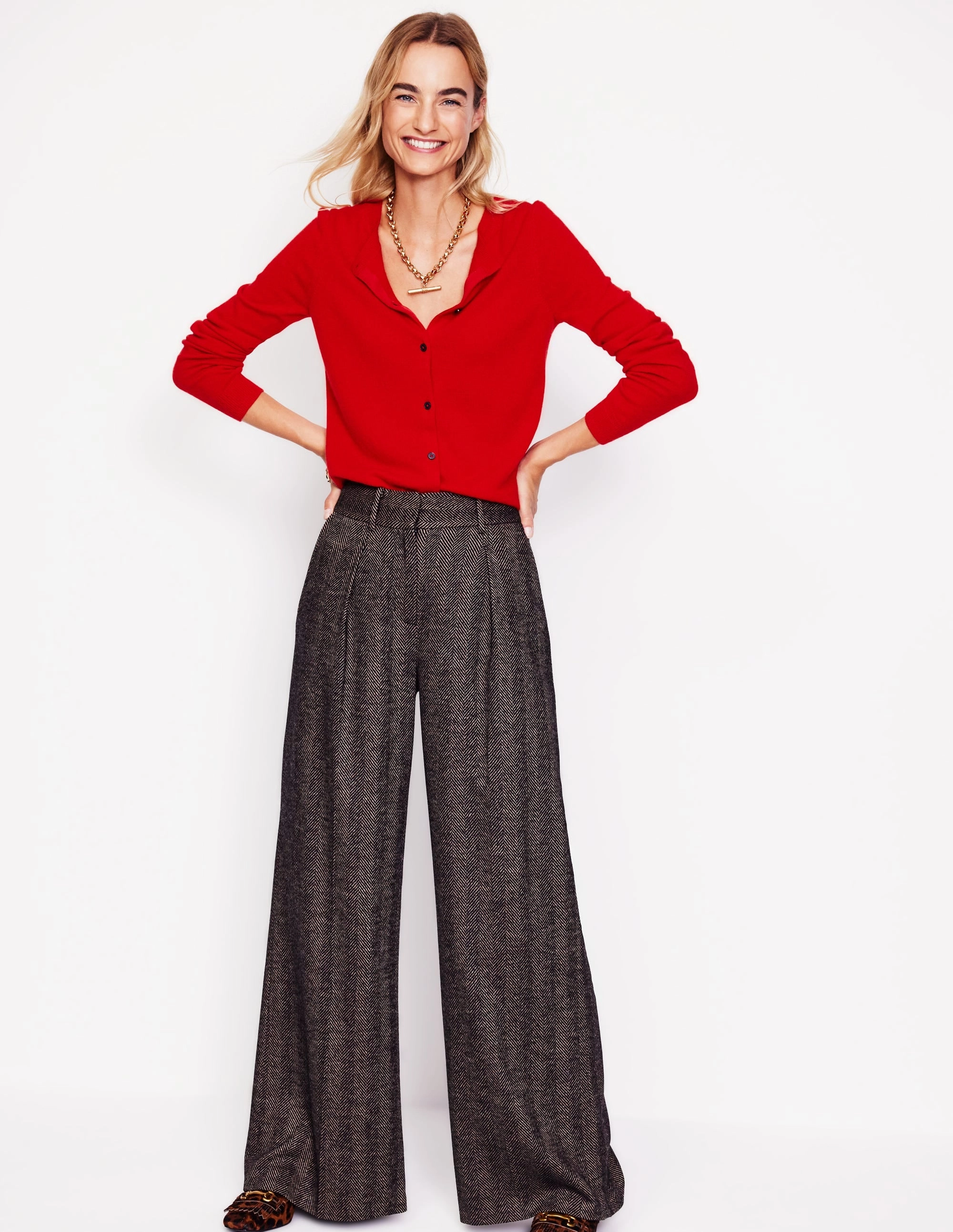 ReverseCoil Zipper Eva Cashmere Crew Cardigan-Rouge Red