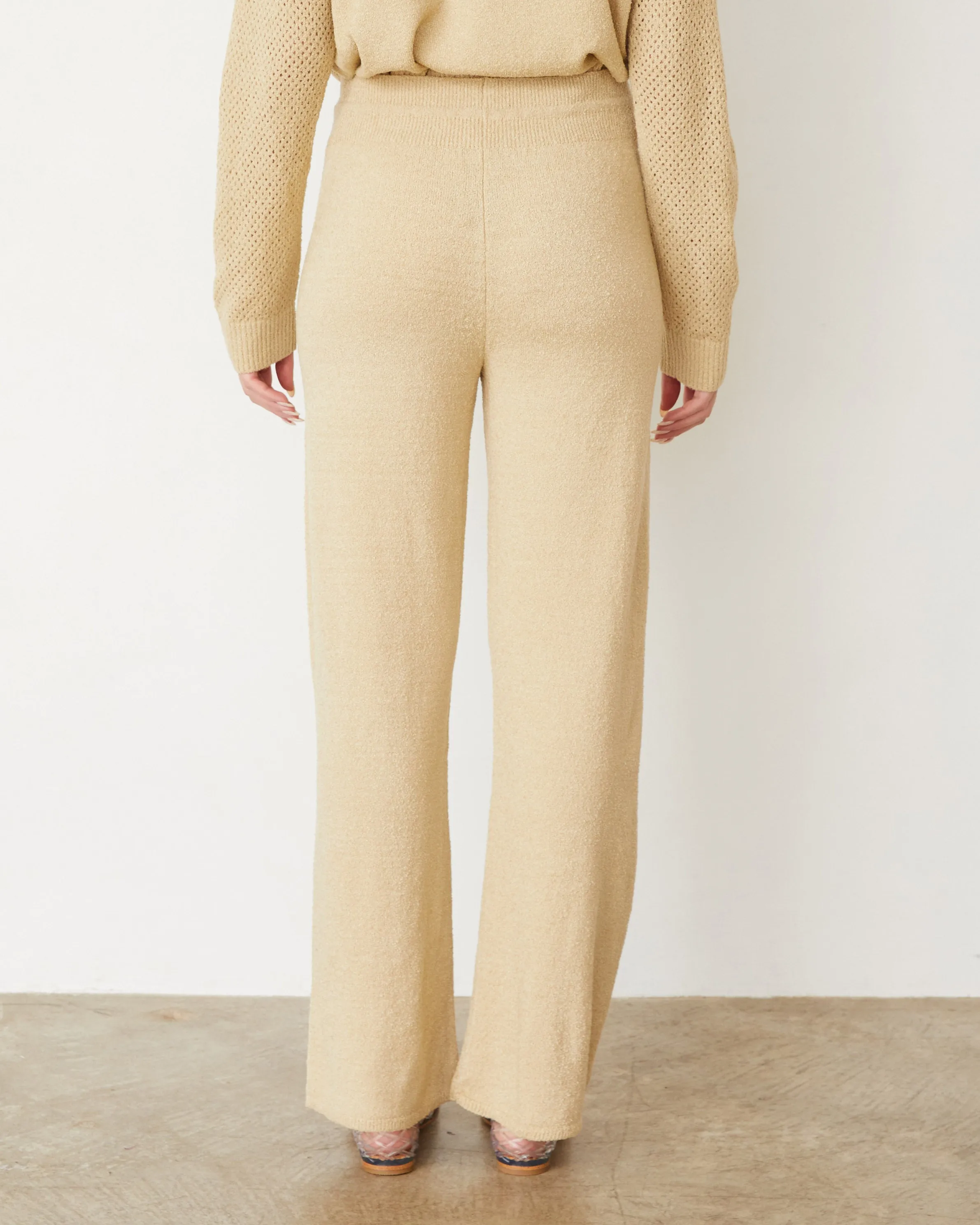 Boucle Knit Straight Leg Pant Comfortable Look