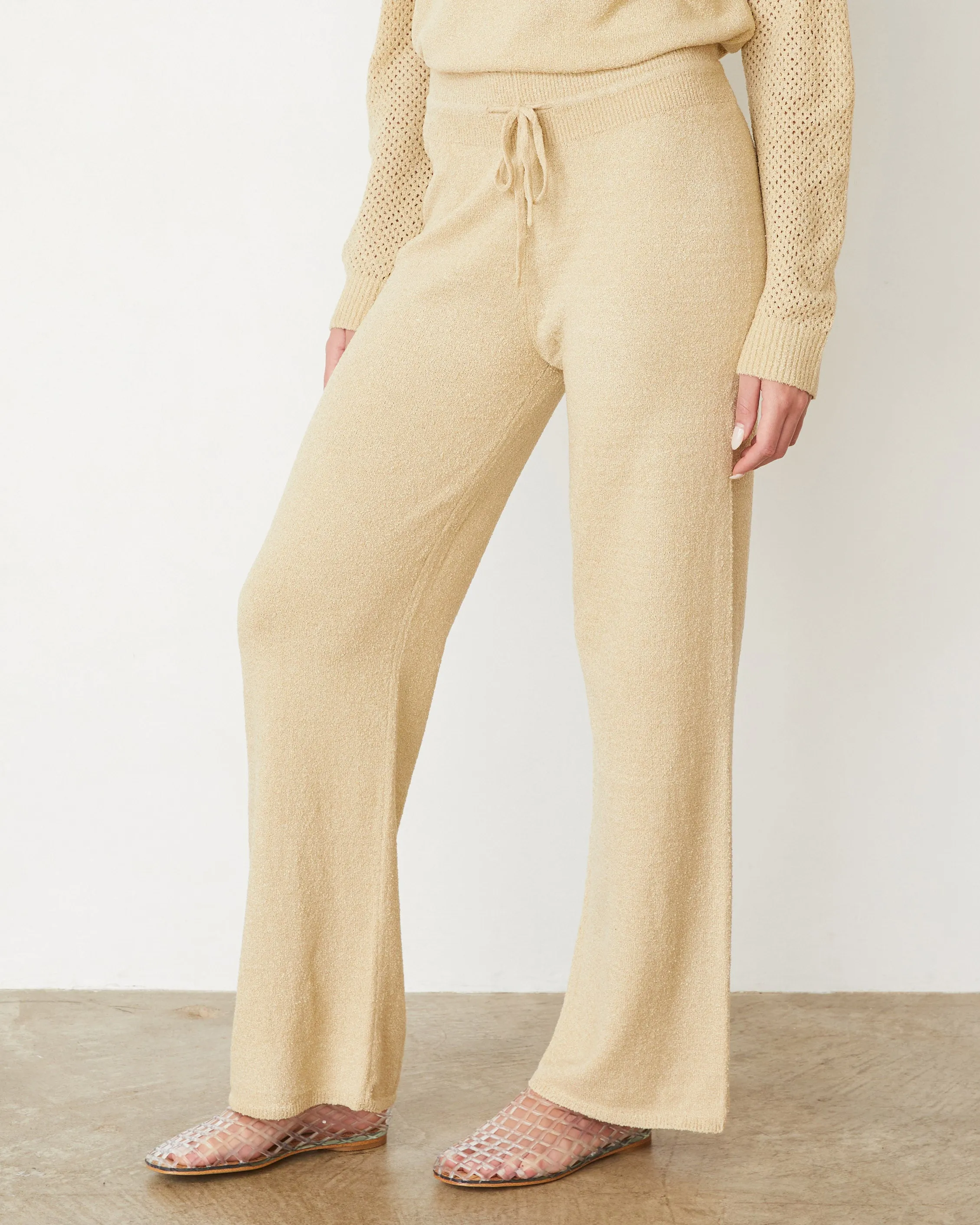 Boucle Knit Straight Leg Pant Durable Reinforced Hem