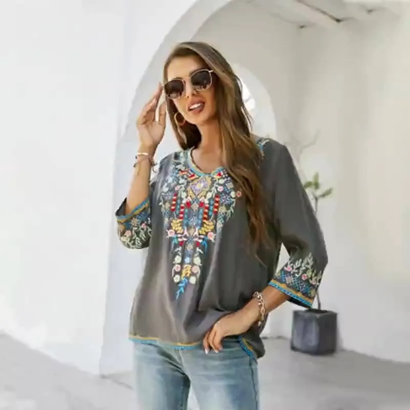 COTTON EMBROIDERED SHIRT_CWTBLL0816 OdorResistantFinish EasyCareMaterial