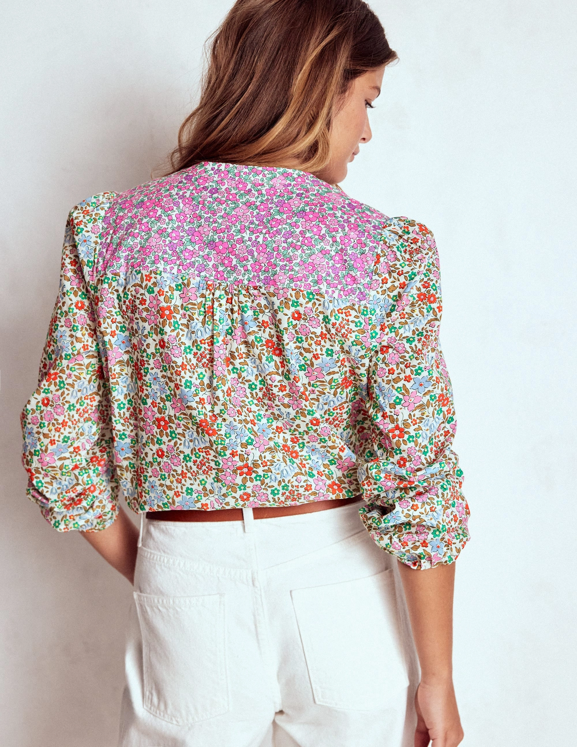 BondedShoulderTaping Ergonomic Shoulder Cut Corrine Cotton Top-Flowerbed