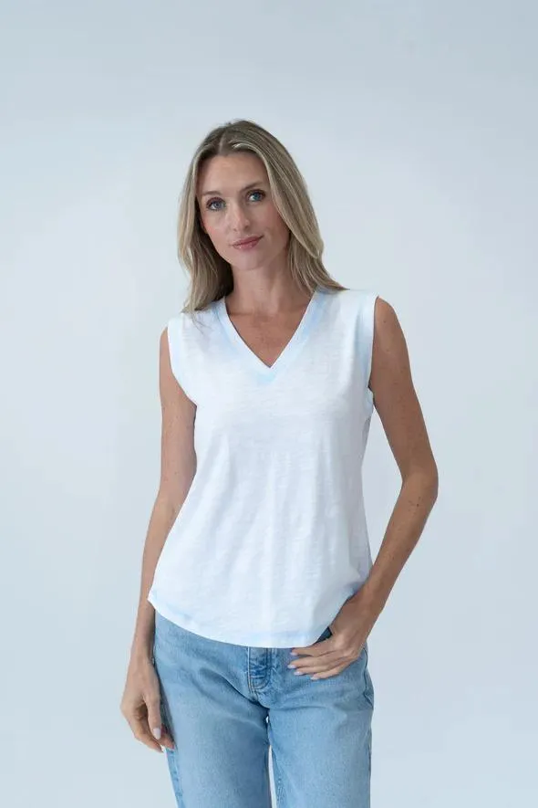 RibbedTrim Wrinkle Free Weave Six Fifty Dyed Tank
