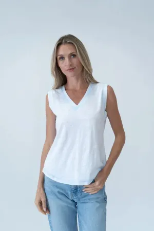 RibbedTrim Wrinkle Free Weave Six Fifty Dyed Tank