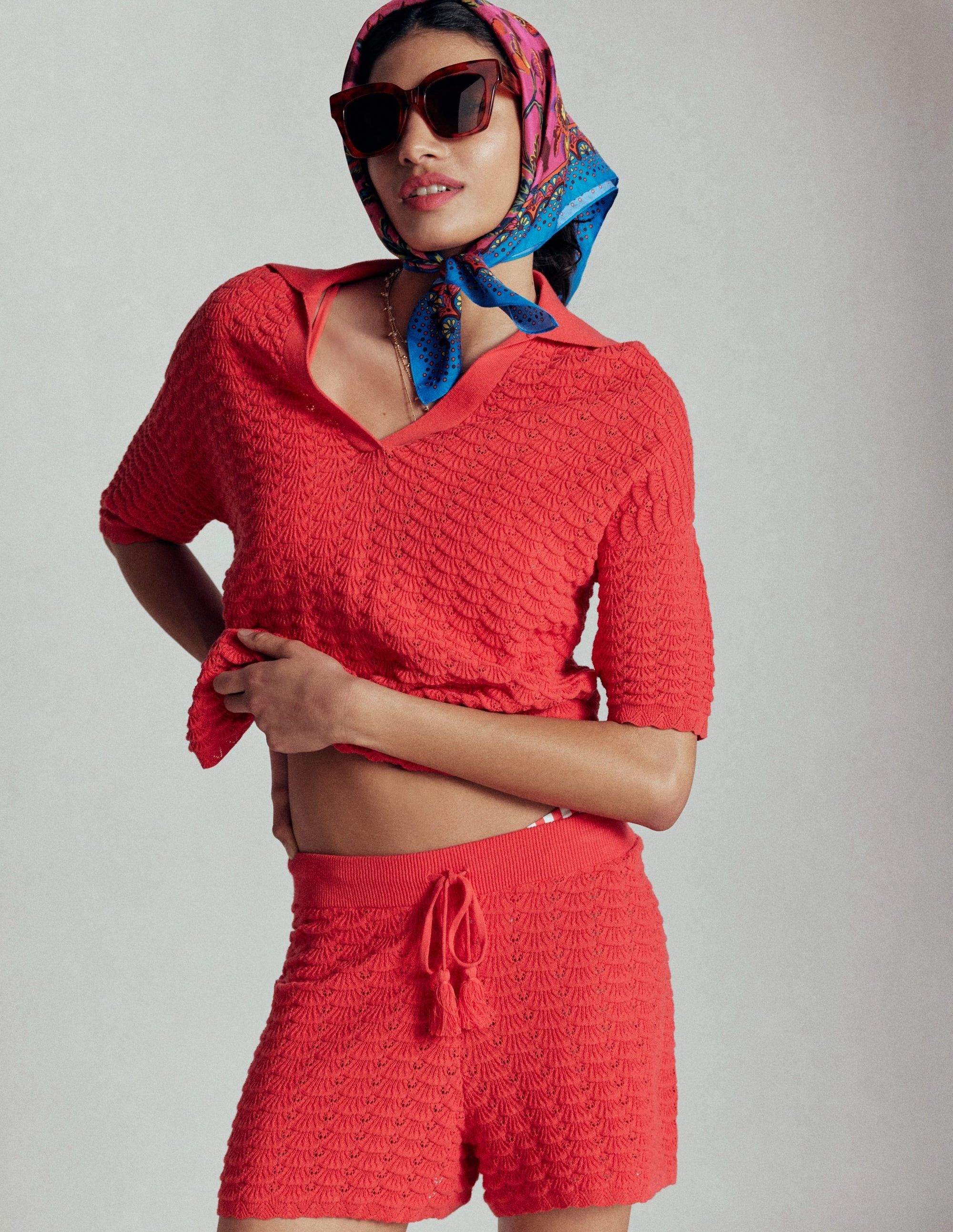 Collared Henley Jumper-Strawberry Tart Red Core Style