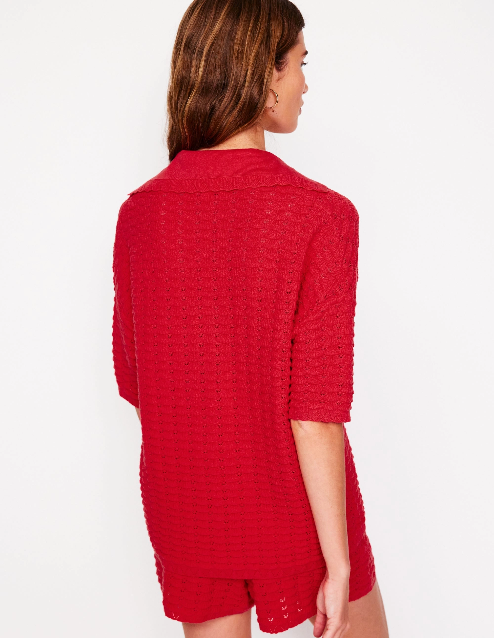 EcoFinish Waterproof Coating Warm Vibe Collared Henley Jumper-Strawberry Tart Red