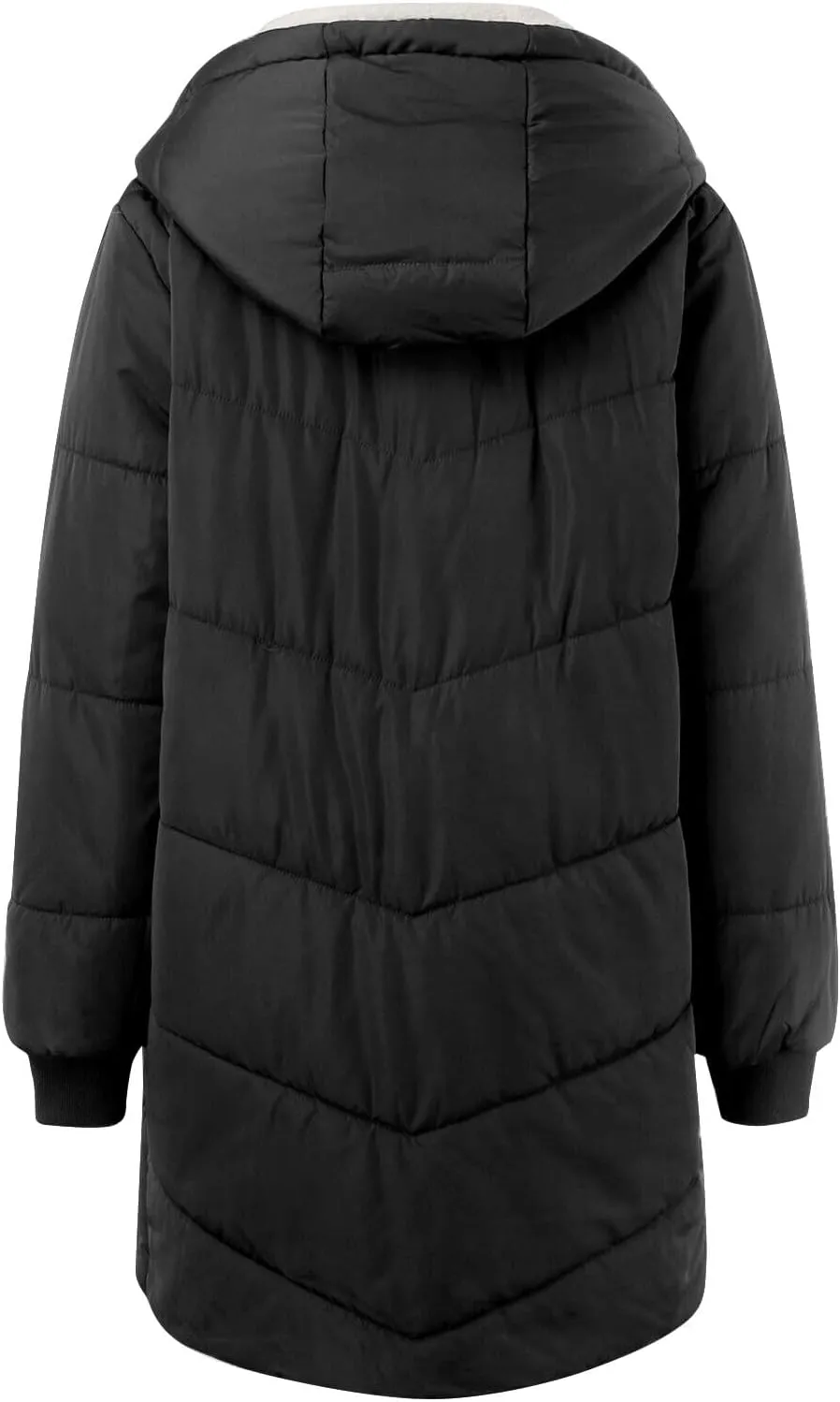 Quilted Puffer Jacket for Women Lined Fleece Coat Loose Fit Long Sleeve Hood Overcoat 2024 Temperament Cardigan Coats