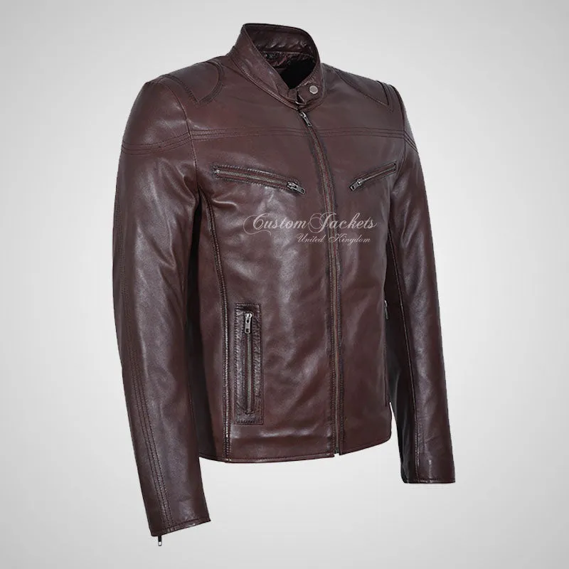 RAGE Mens Leather Fashion Biker Jacket Soft Leather