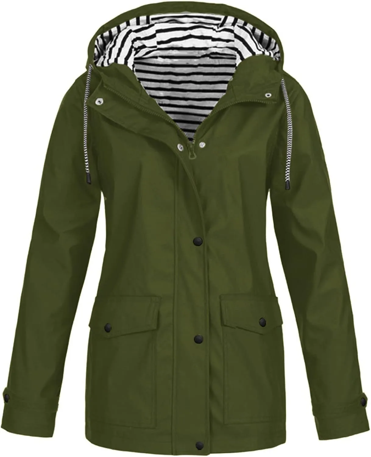 Rain Coats For Women Waterproof Lightweight Zip Up Packable Rain Jacket With Pockets Fall Winter Windbreaker With Hood