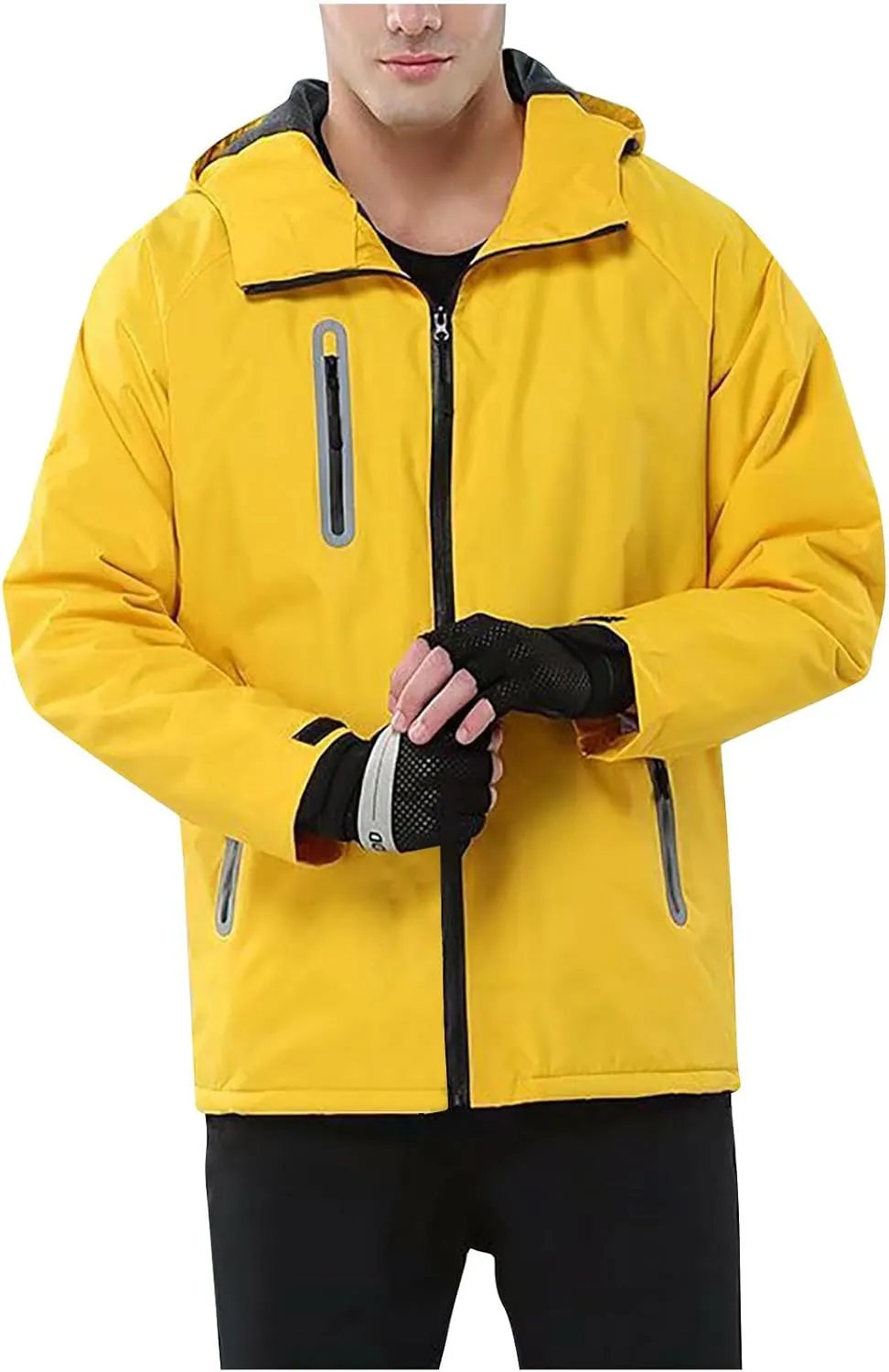 Rain Jacket Men Women Waterproof with Detachable Hood Snow Coats Ski Jackets Outdoor Warm Windbreaker with Pockets