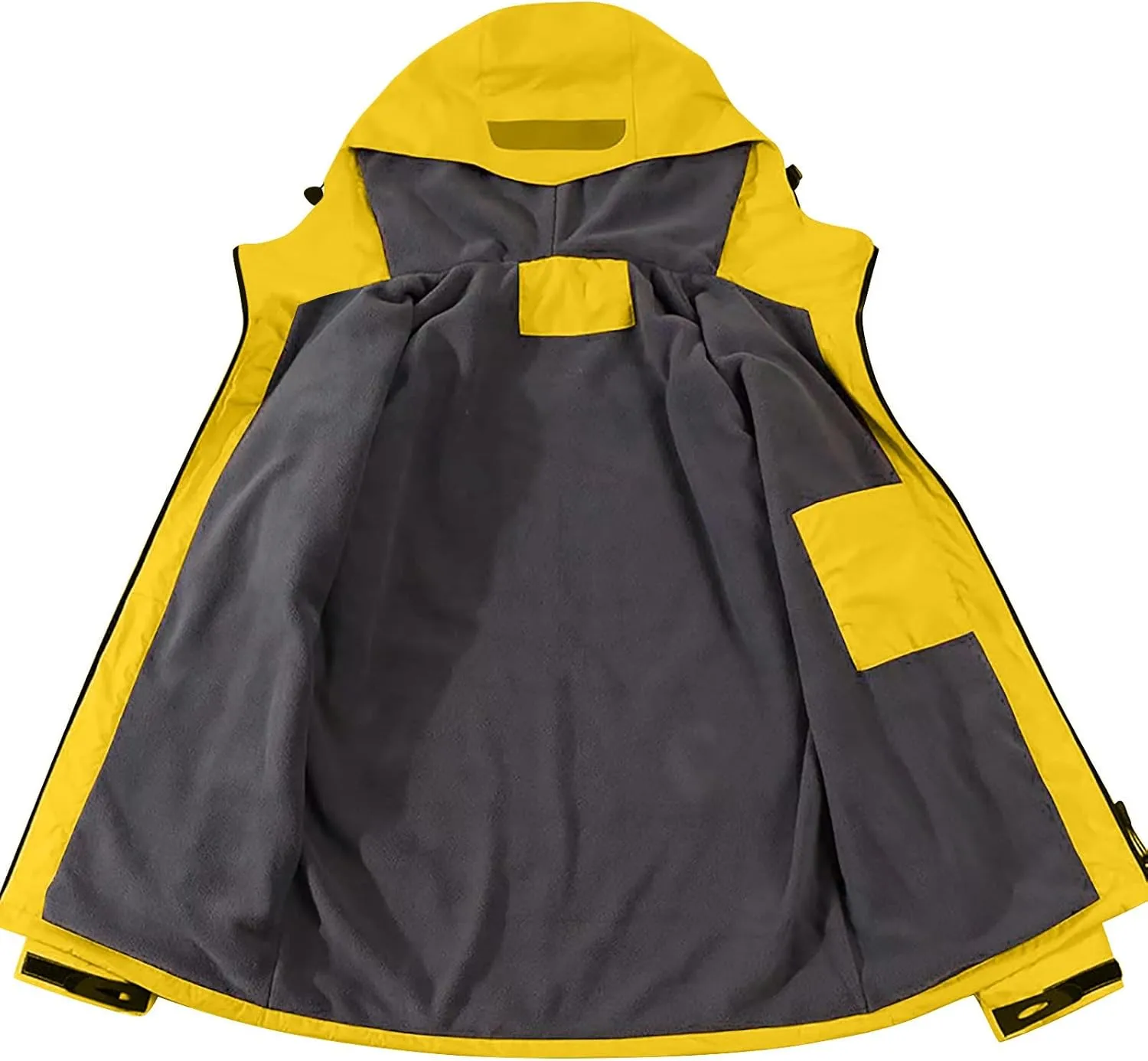 Rain Jacket Men Women Waterproof with Detachable Hood Snow Coats Ski Jackets Outdoor Warm Windbreaker with Pockets