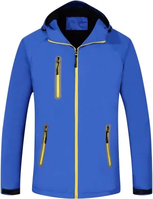 Rain Jacket Men Women Waterproof with Detachable Hood Snow Coats Ski Jackets Outdoor Warm Windbreaker with Pockets