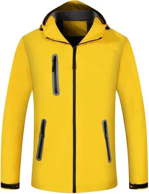 Rain Jacket Men Women Waterproof with Detachable Hood Snow Coats Ski Jackets Outdoor Warm Windbreaker with Pockets