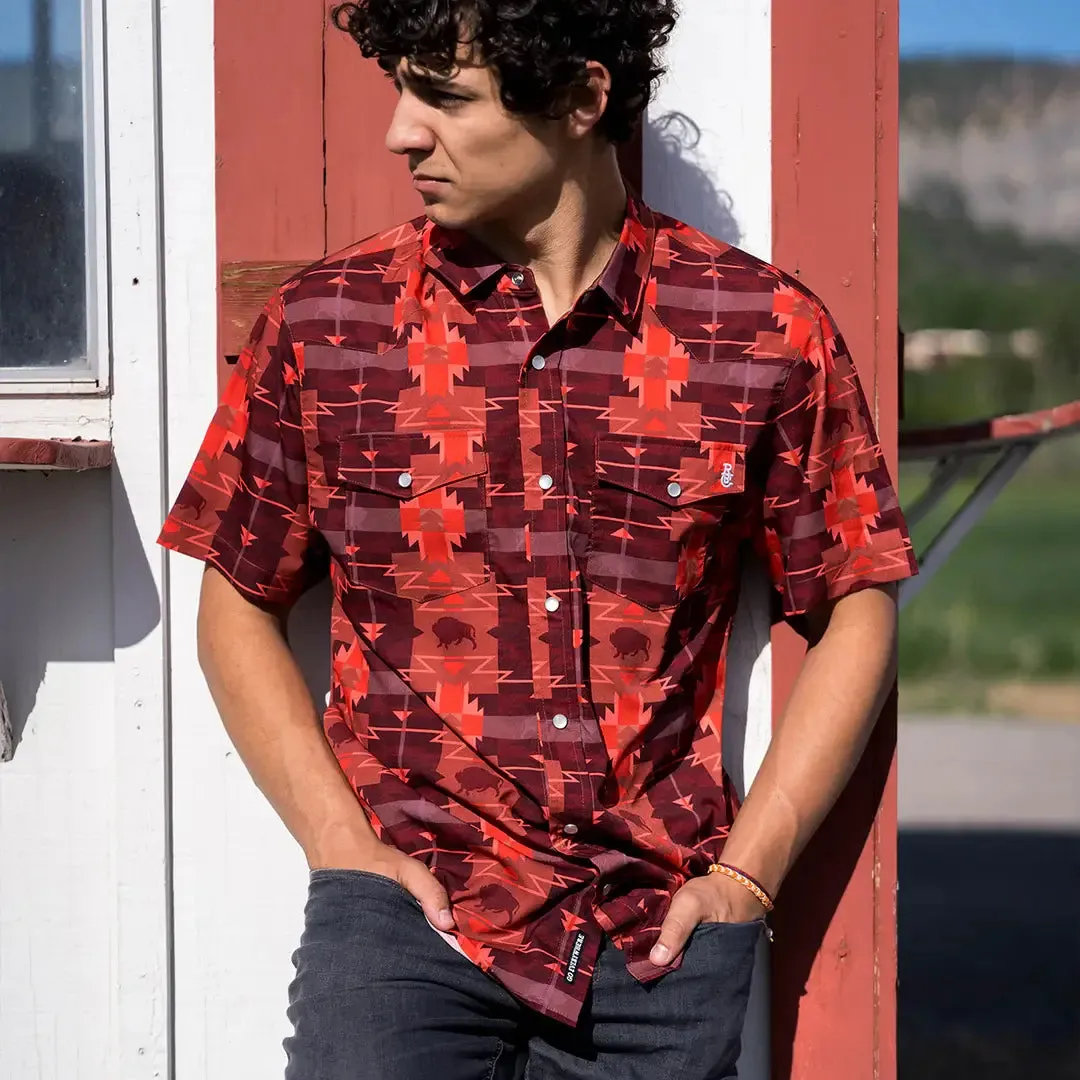 Raised by Coyotes | Buffalo Plaid Red Pearl Snap Shirt