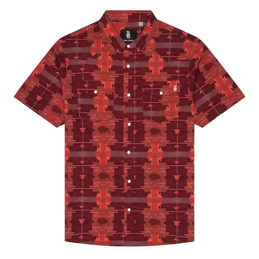 Raised by Coyotes | Buffalo Plaid Red Pearl Snap Shirt