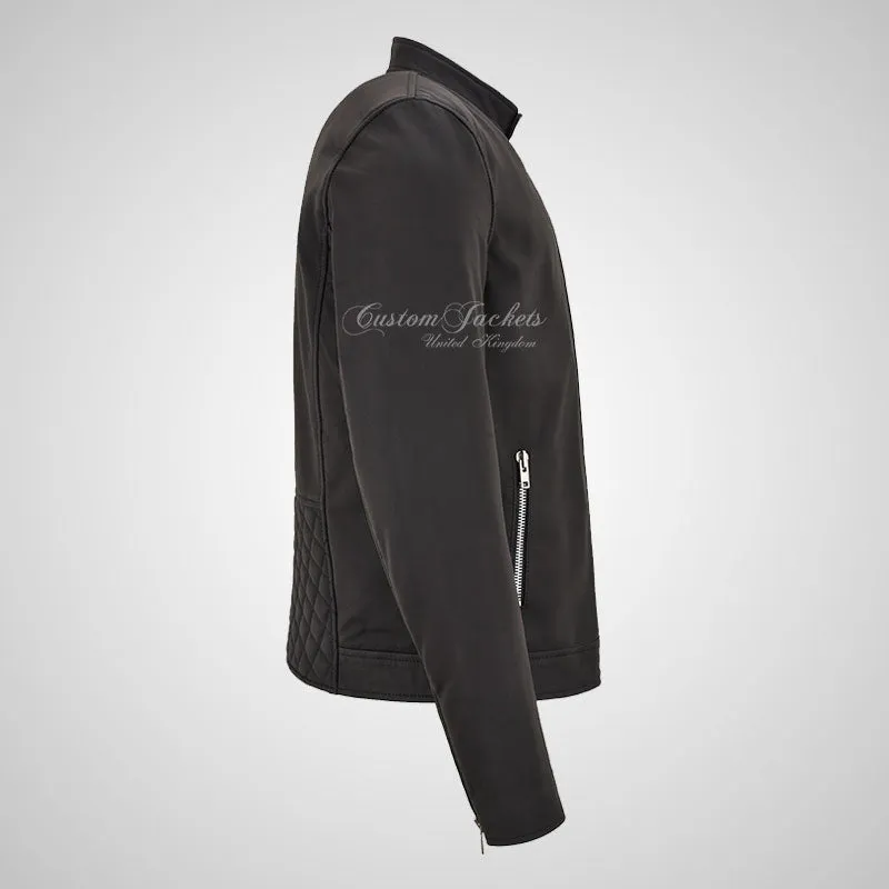 RAPIDFIRE Mens Biker Style Leather Jacket Matte Black