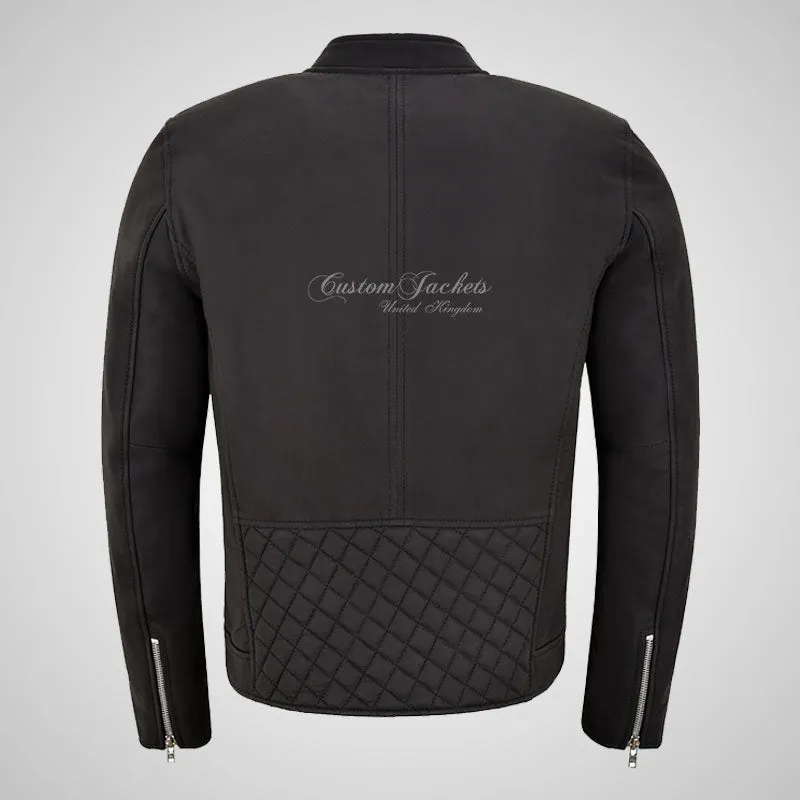 RAPIDFIRE Mens Biker Style Leather Jacket Matte Black