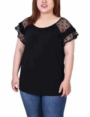 Plus Size Short Dot Sleeve Top AntiStatic Coating