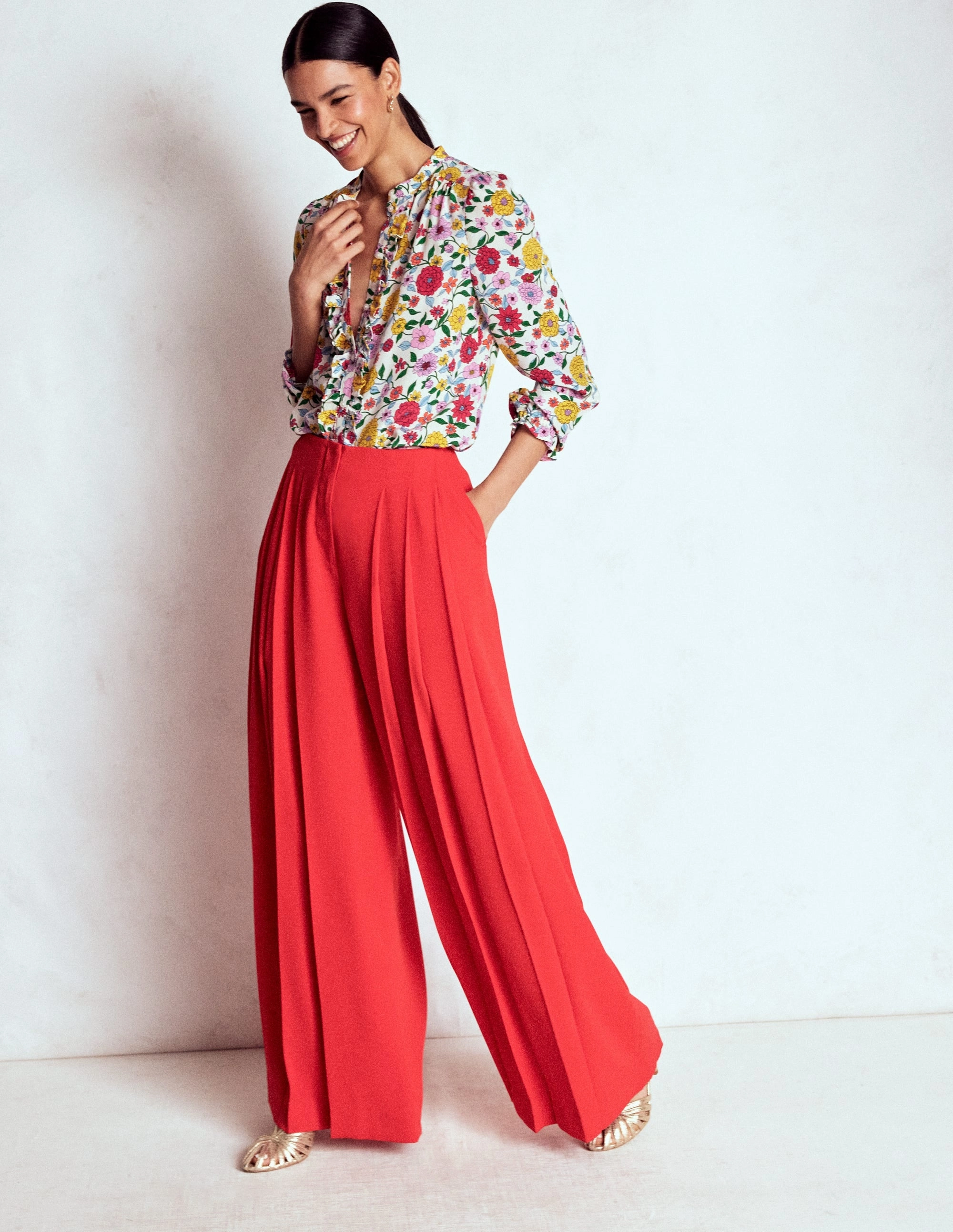 Alice Frill Front Silk Top-Multi, Dahlia Trail RollUpSleeves Sporty Cardigan