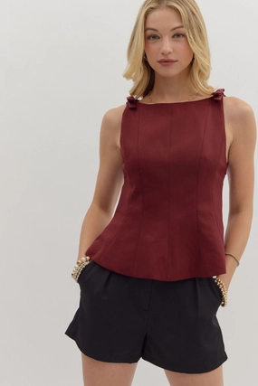 All My Life Burgundy Sleeveless Top QuickDry Texture