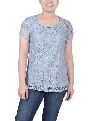 Odor Resistant Treatment Lace Petal Sleeve Top