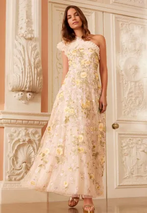 Florine One-Shoulder Ankle Gown Lace-Edge Layering Fit