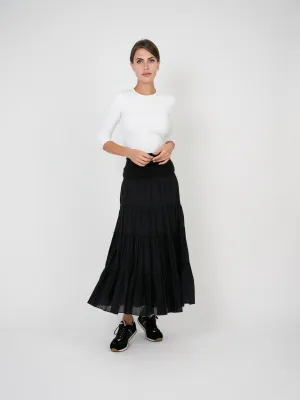 Red Myth Black Long Shirring Skirt SA9CM314L Occasion Dressing Crisp Finish