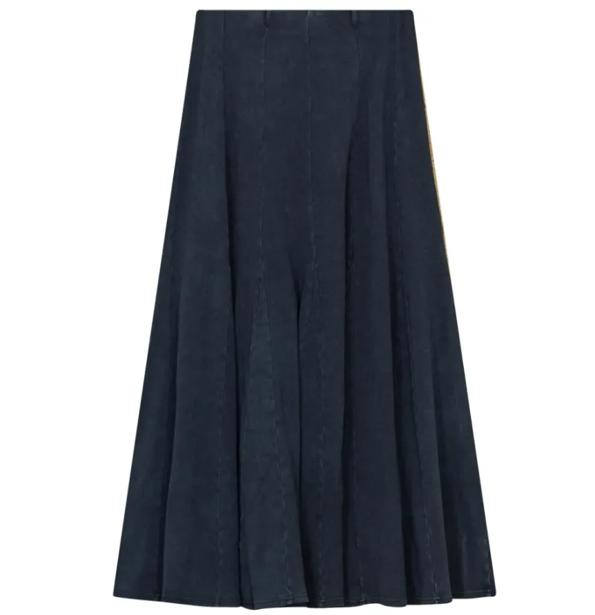 Elasticized Cuff Polished Cut Red Myth Dark Denim Wash Rib with Panels Long SA9CM205L