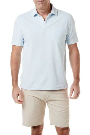ZeroWaste Pattern Fade Resistant Dye Terry Cloth Polo Sky Blue