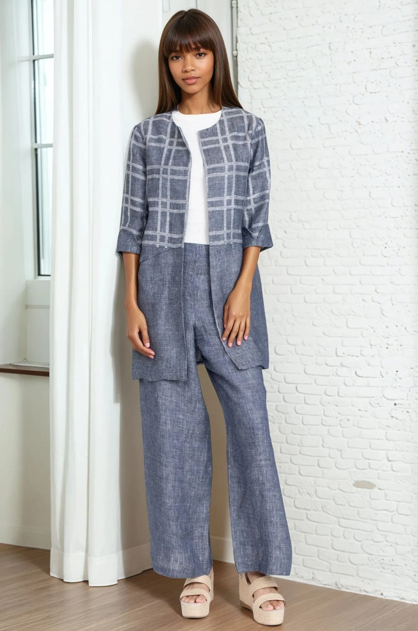 Compact Fit Look Carrie Car Coat ?C Plaid Linen