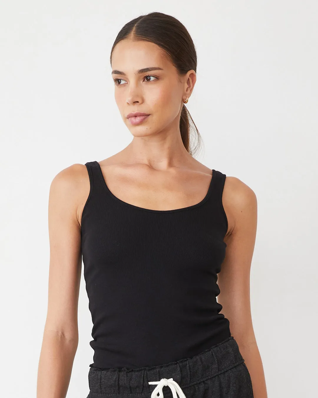 Tencel Cotton Hybrid Weave Supimaluxe Rib Scoop Neck Tank