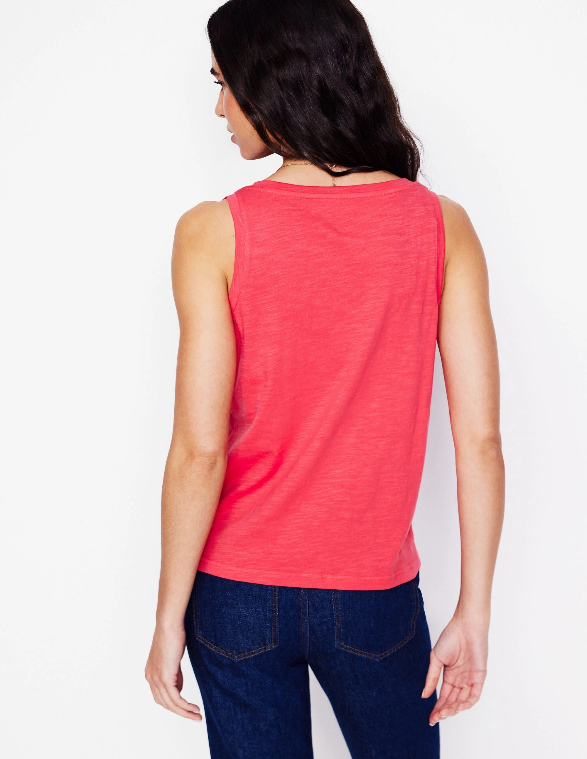 Regular V-Neck Slub Vest-Camelia Pink Casual Style