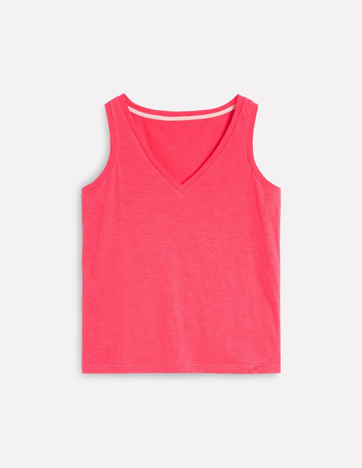 Regular V-Neck Slub Vest-Camelia Pink Breathable mesh panel