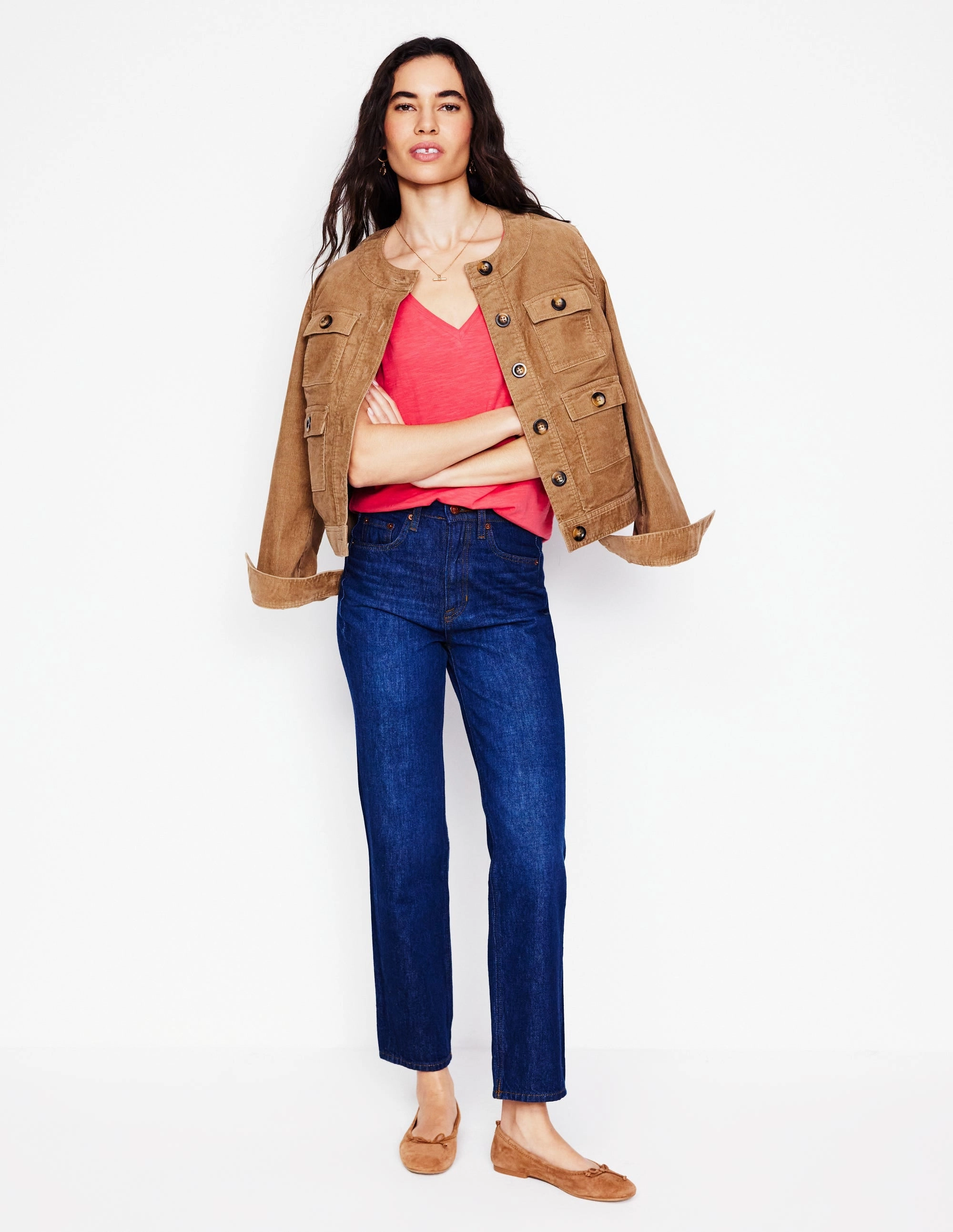 Timeless Cut Regular V-Neck Slub Vest-Camelia Pink