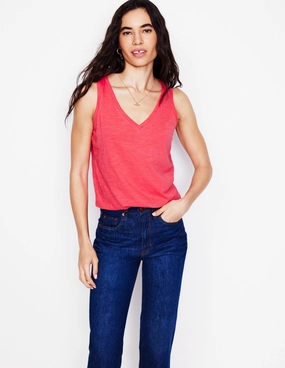 VentilatedArmholes EasyCareMaterial Regular V-Neck Slub Vest-Camelia Pink