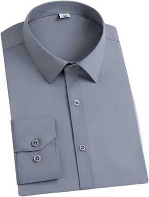 REHJJDFD Men's Dress Shirts Men Slim Fit Long Sleeve Shirt Men Formal Business Wedding Chemise
