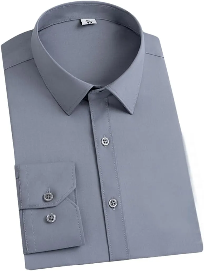 REHJJDFD Men's Dress Shirts Men Slim Fit Long Sleeve Shirt Men Formal Business Wedding Chemise