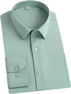 REHJJDFD Men's Dress Shirts Men Slim Fit Long Sleeve Shirt Men Formal Business Wedding Chemise