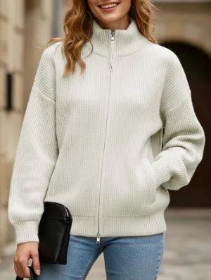Eco Friendly Dye Double-ended zipper knitted cardigan