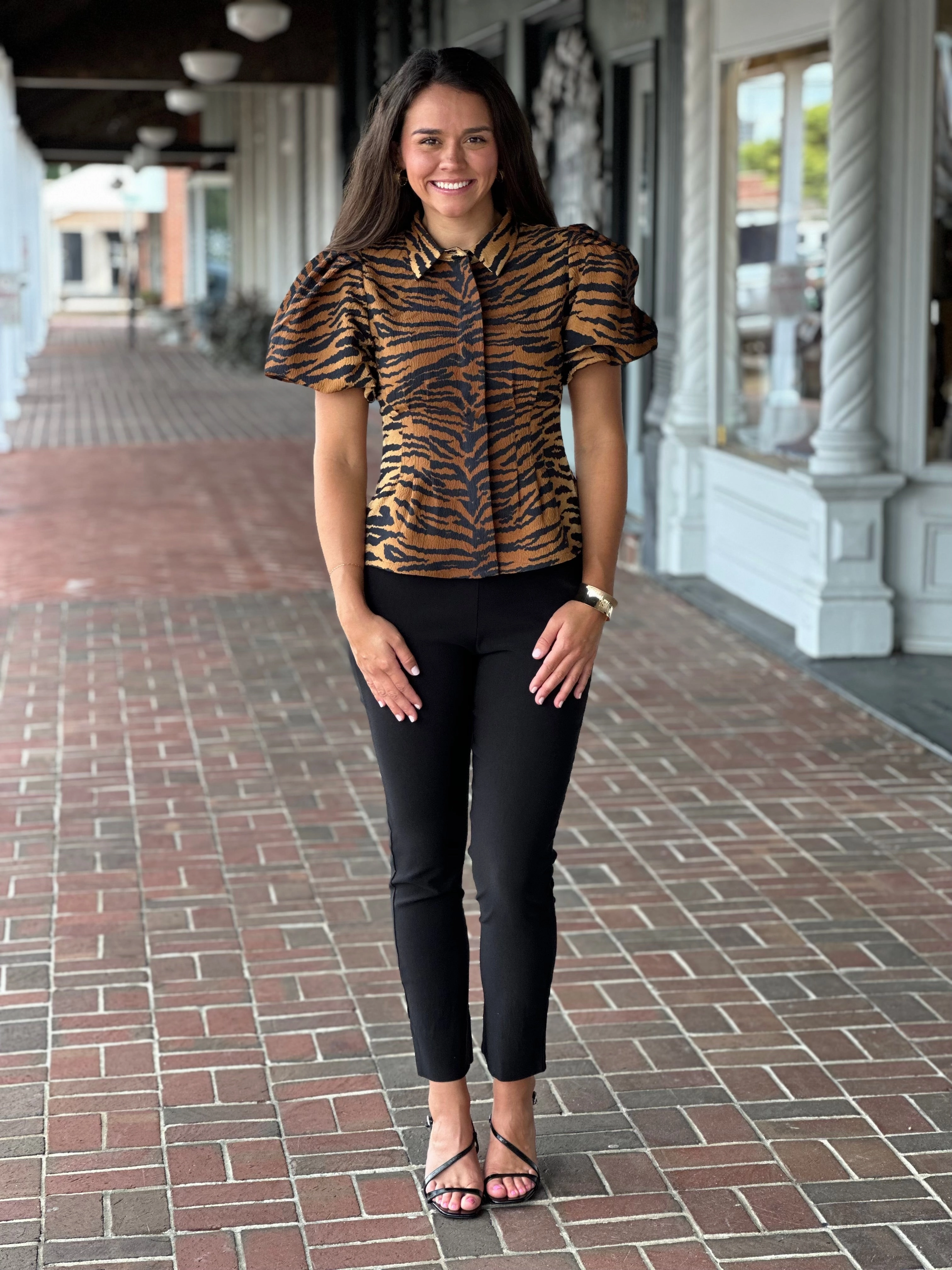 Emily Mccarthy Britt Top in Tiger Jacquard Relaxed Sweatshirt