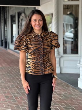 Emily Mccarthy Britt Top in Tiger Jacquard EcoDyeProcess