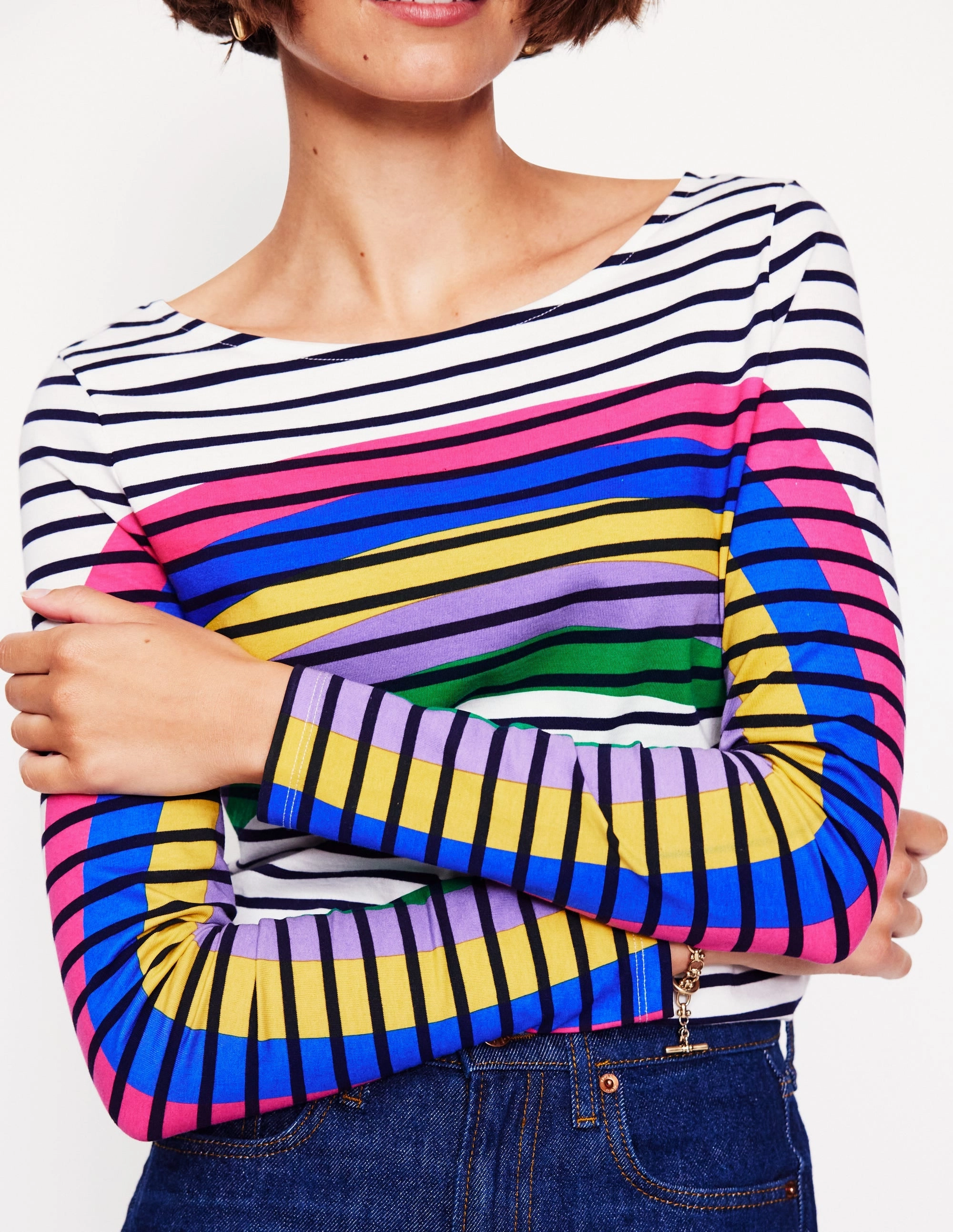 Ella Long Sleeve Breton-Rainbow Curve Breton Stain Resistant Treatment