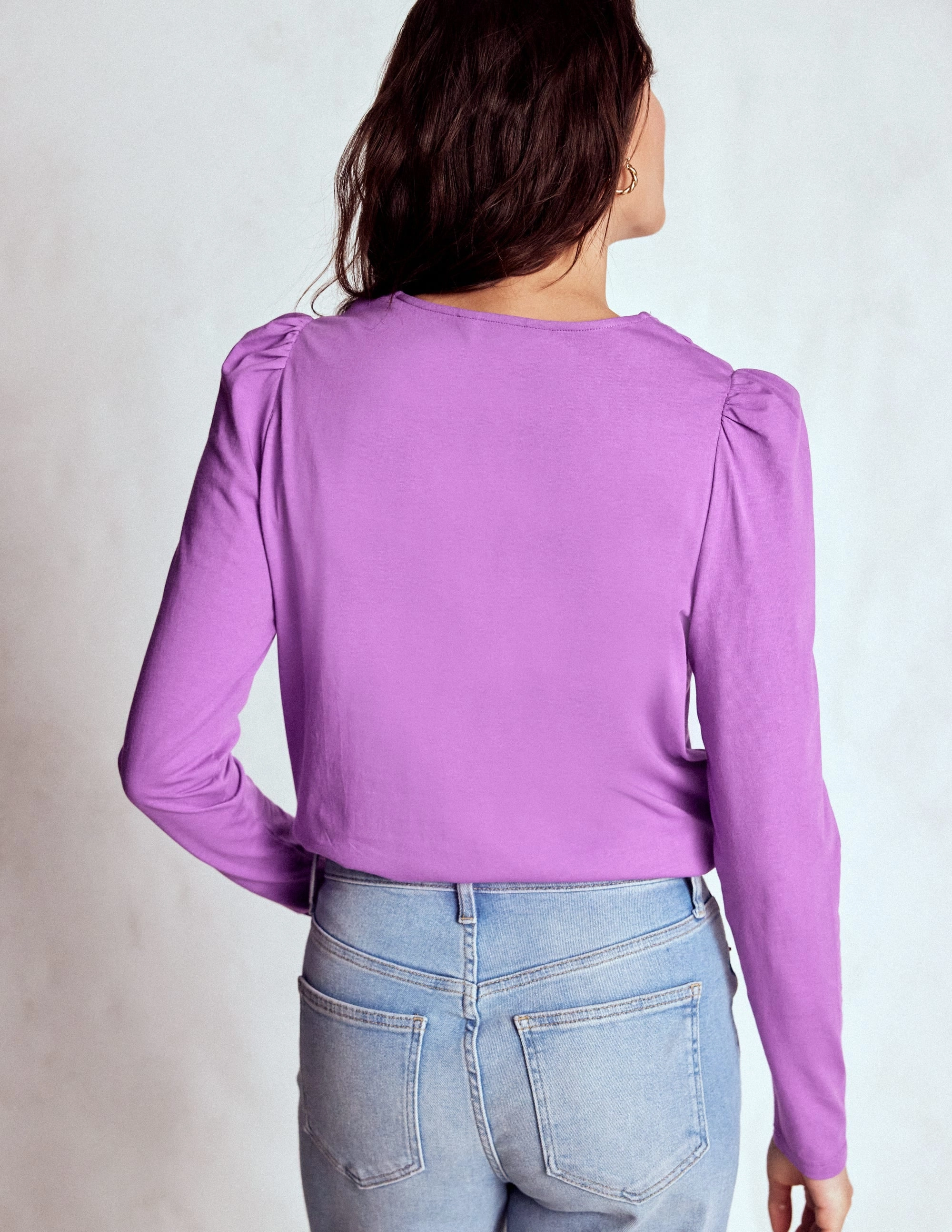Flora Lace V-neck Top-Amethyst Purple Ribbed Trims ribbed texture