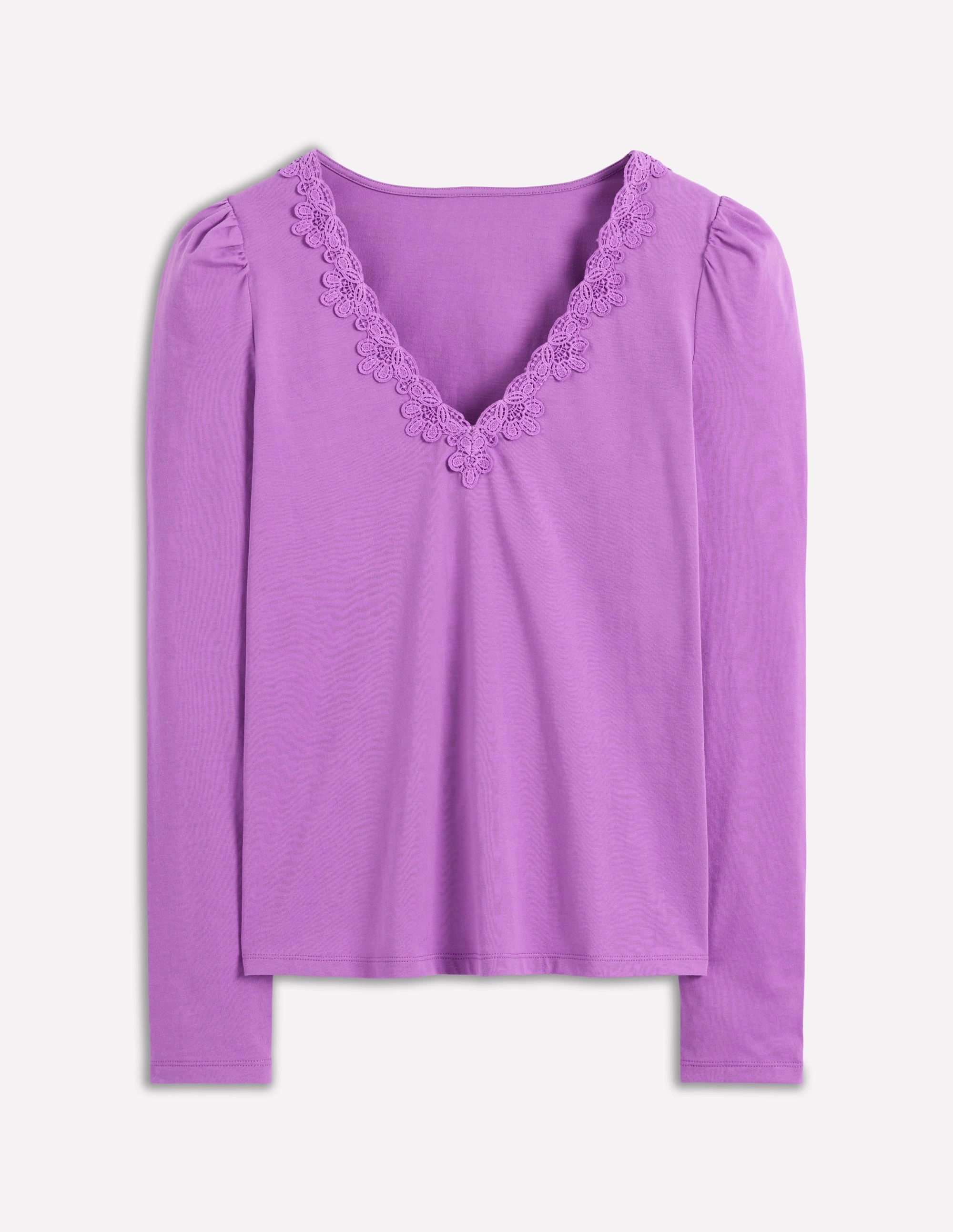 Hypoallergenic fabric AllClimateAdaptive Flora Lace V-neck Top-Amethyst Purple