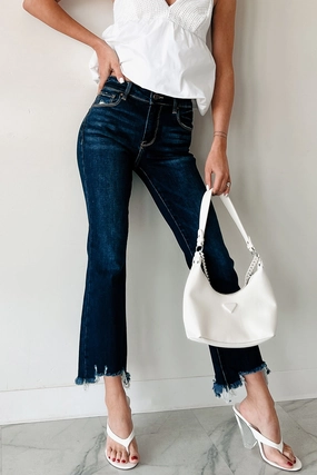 Shauna High Rise Straight Slim Risen Jeans (Dark) Convertible Design