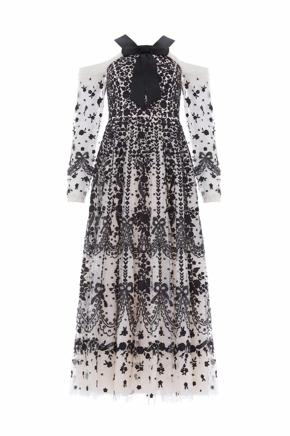 Smocked-Detail French Vibe Adeline Off-Shoulder Ankle Gown