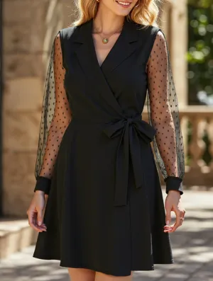 Lace-trimmed suit dress WideCollarDesign